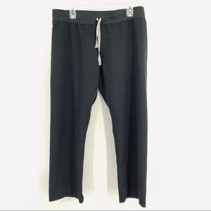 Figs Cropped Drawstring Waist Scrub Black Pants, L